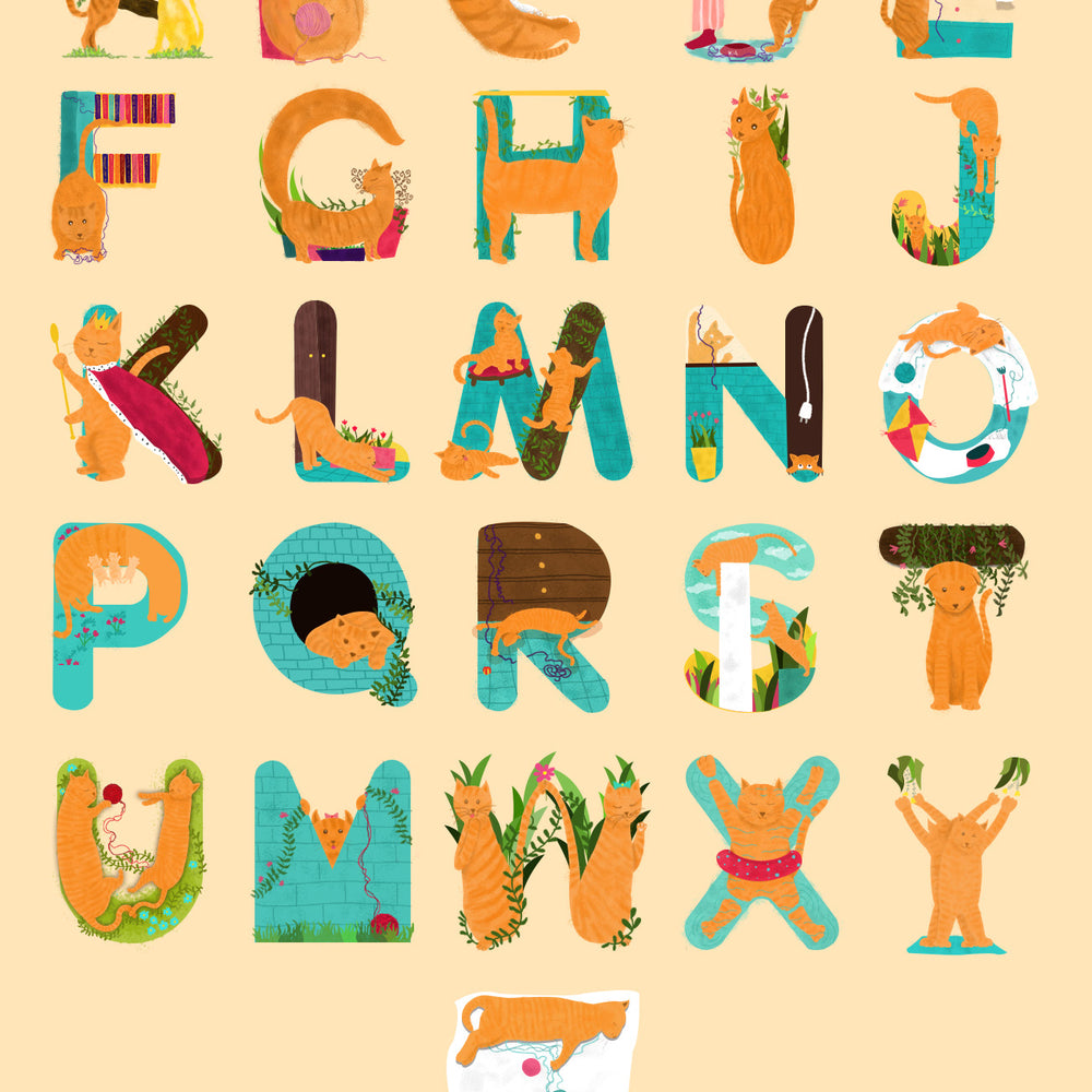 cat designed letters of the English alphabet