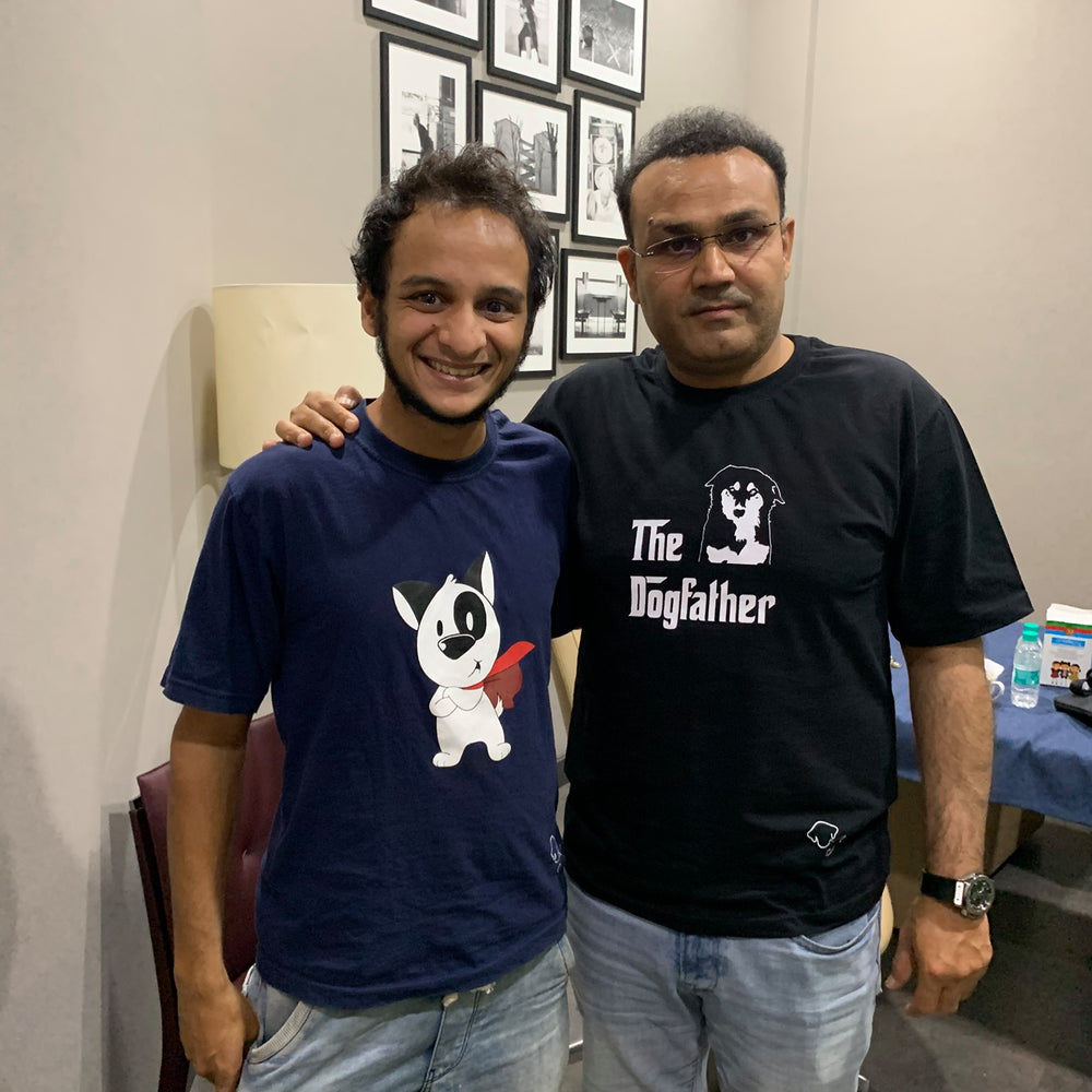 With Sehwag wearing DogFather t-shirt