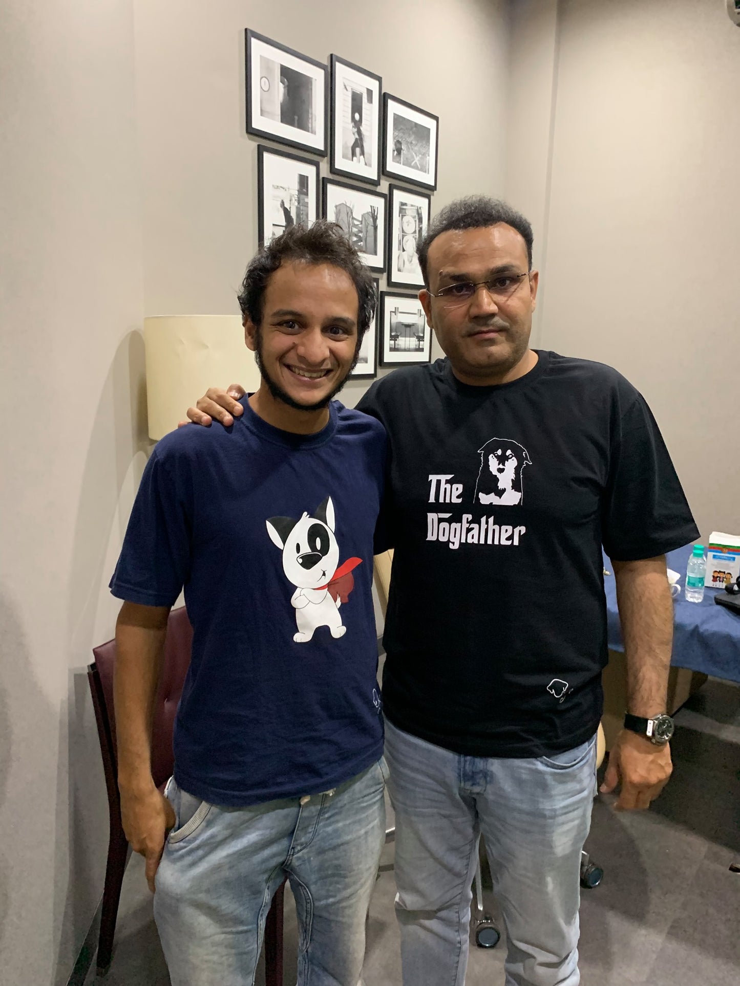 With Sehwag wearing DogFather t-shirt