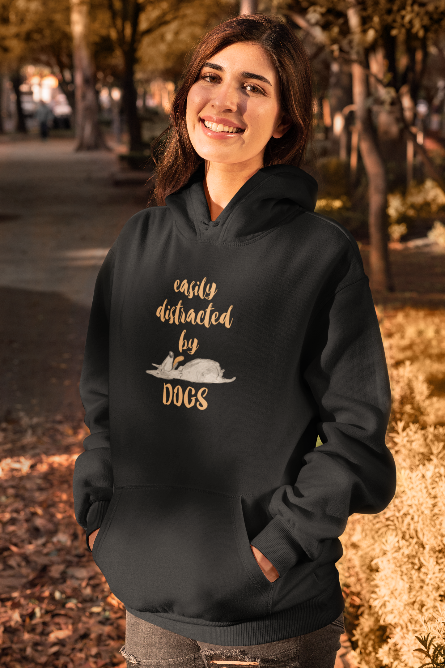 woman wearing cotton comfortable hoodie for dog lovers