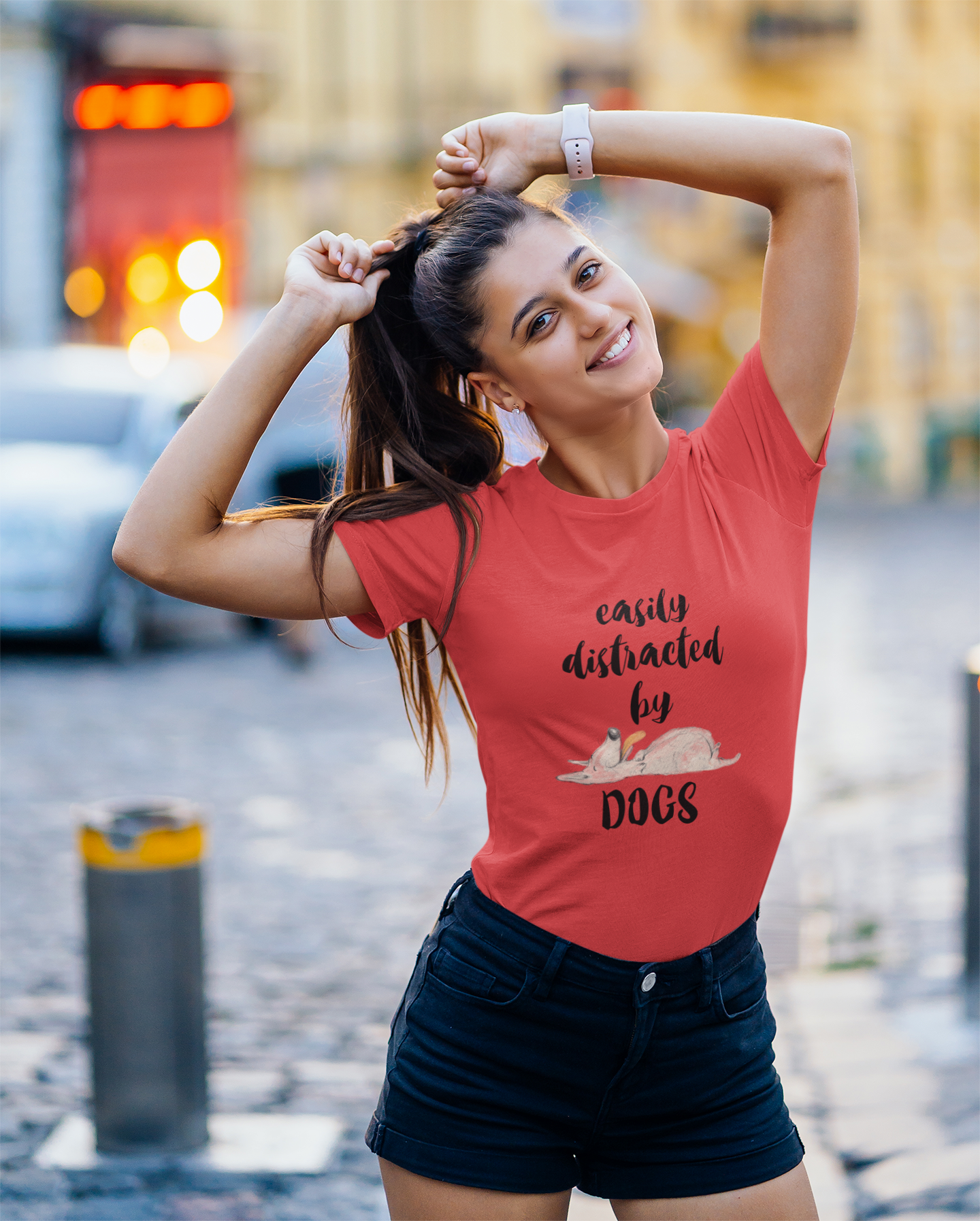 Woman wearing dog lovers tshirt