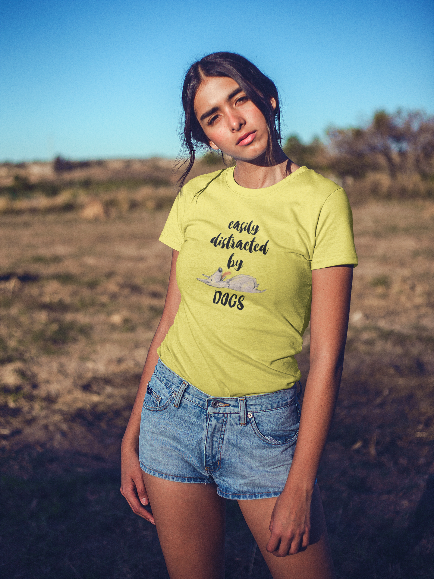 
                  
                    Woman wearing dog lovers tshirt
                  
                