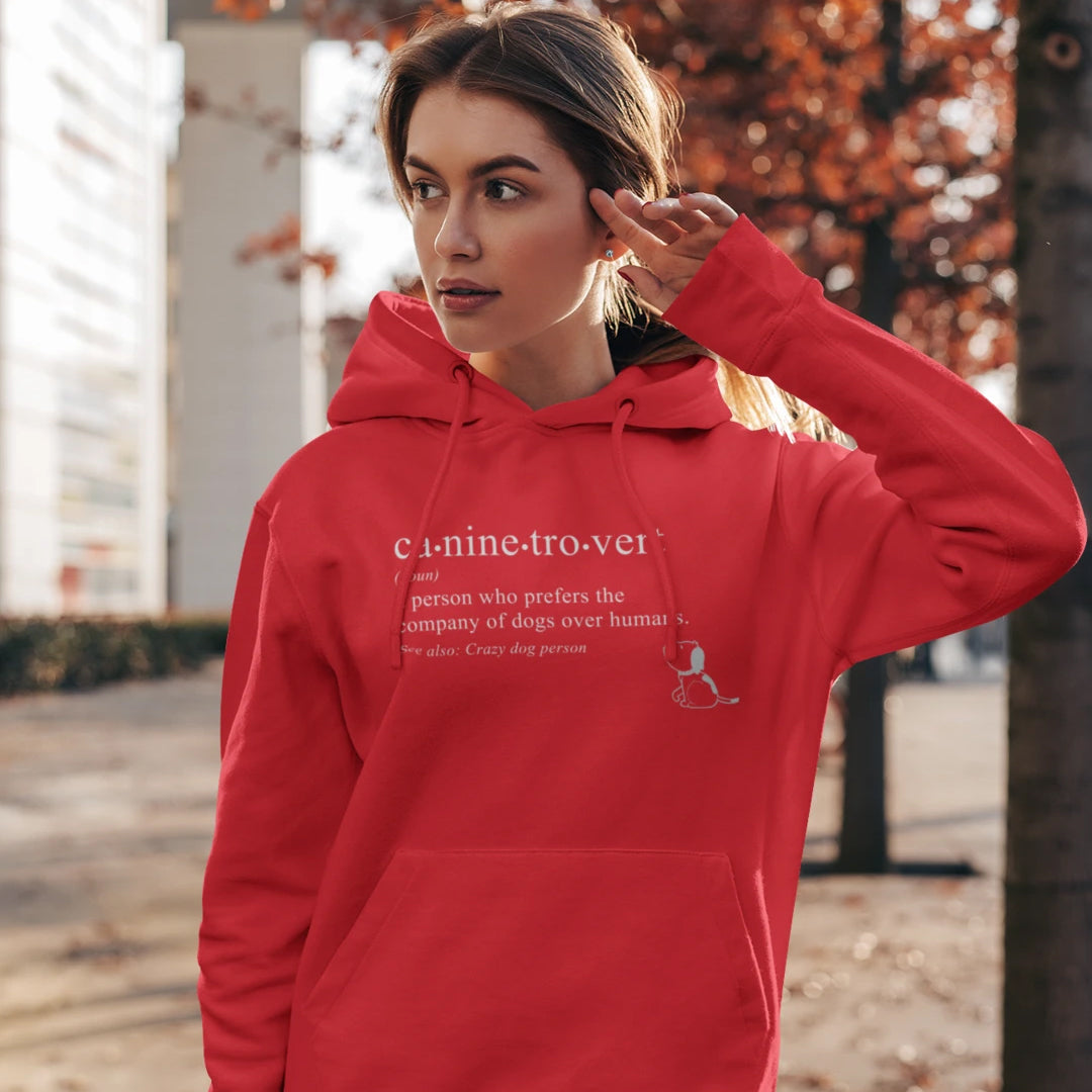 caninetrovert cotton hoodie for dog lovers woman