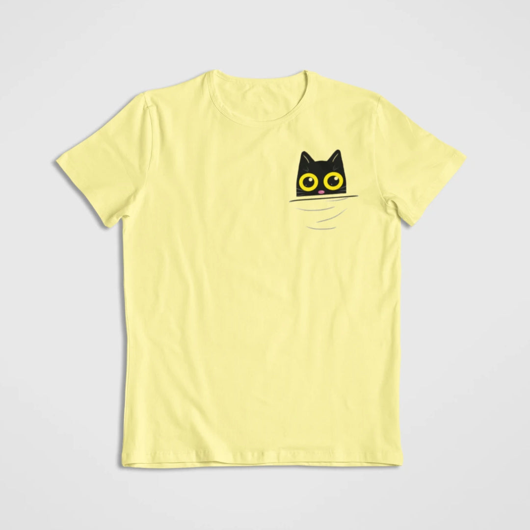 cat chilling in your pocket cotton t-shirt for cat lovers