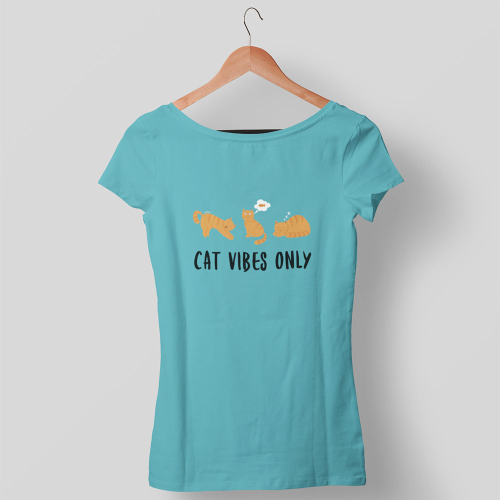 cat vibes only cotton tshirt for cat lovers