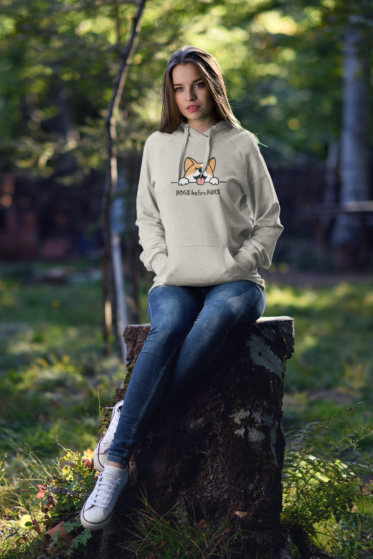 
                  
                    woman wearing hoodie for dog lovers by floof
                  
                