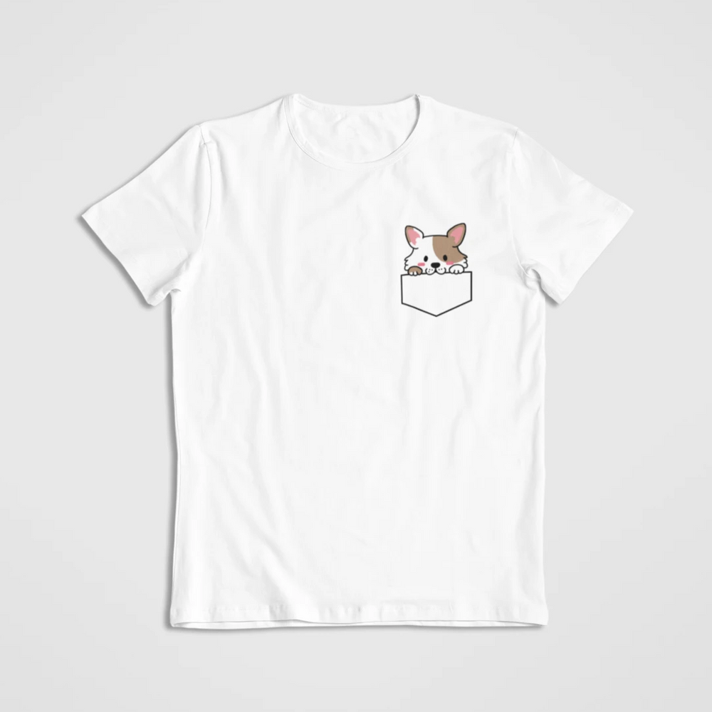 floof dog in pocket cotton t-shirt for dog lovers