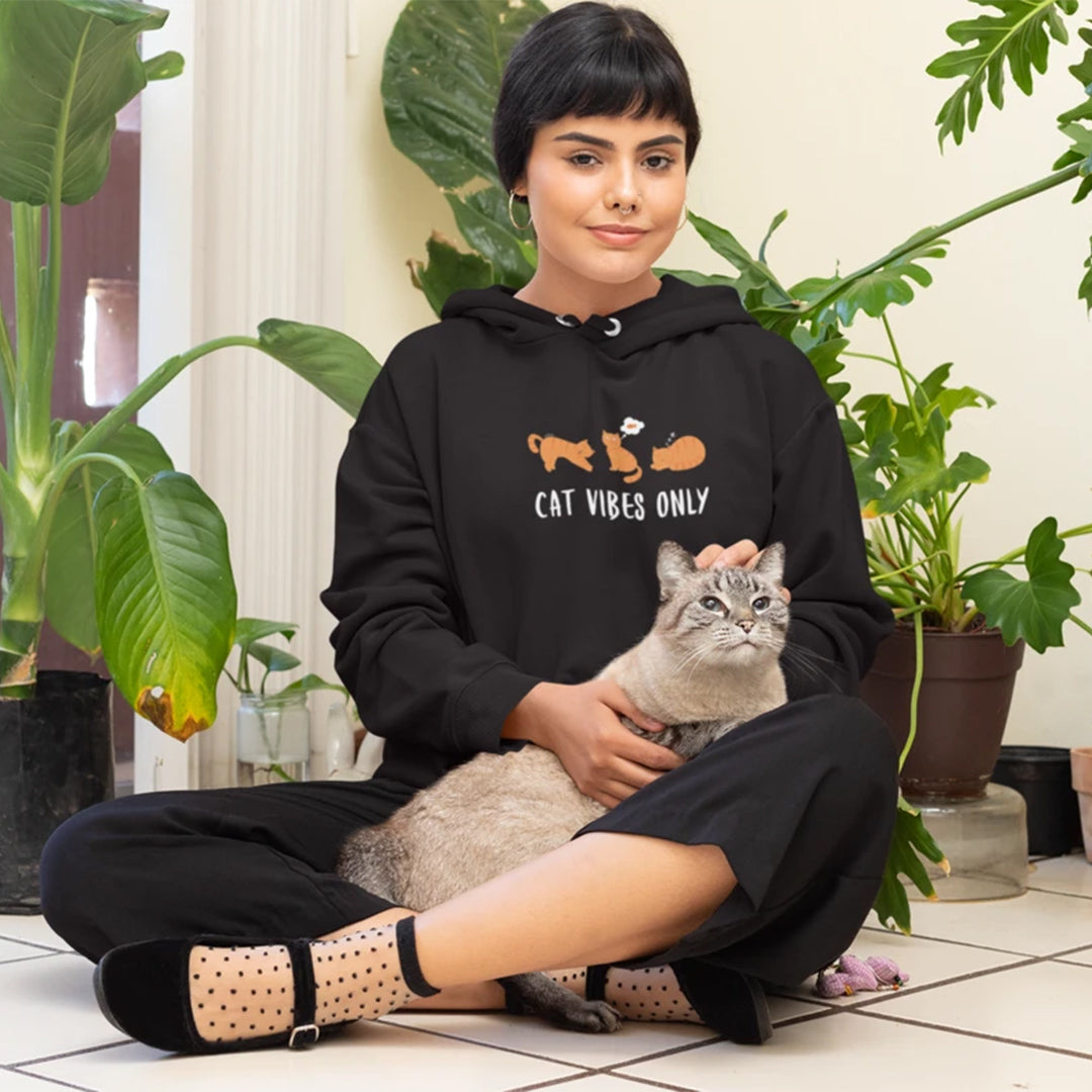 cat vibes hoodie for cat lovers