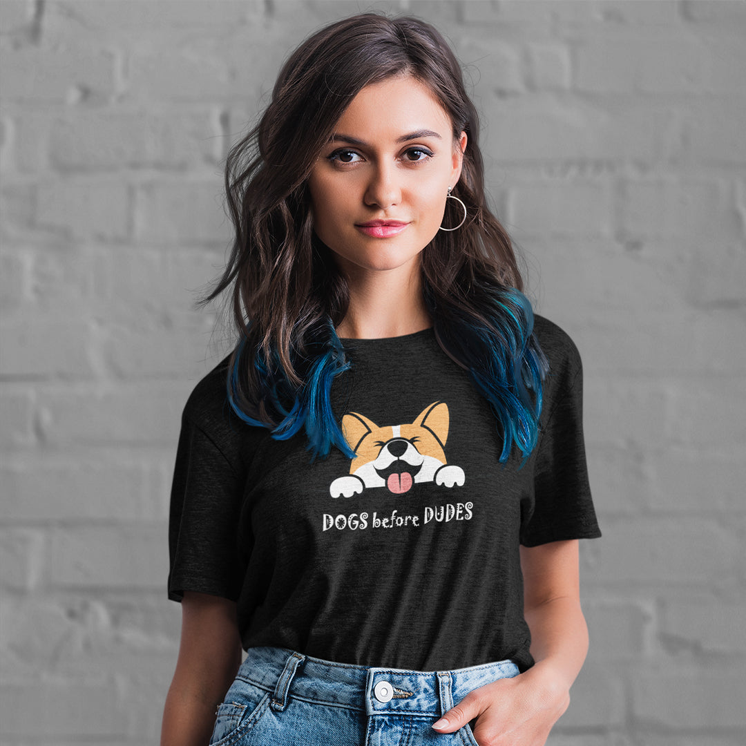 
                  
                    dogs before dudes floof t-shirt for dog lovers
                  
                