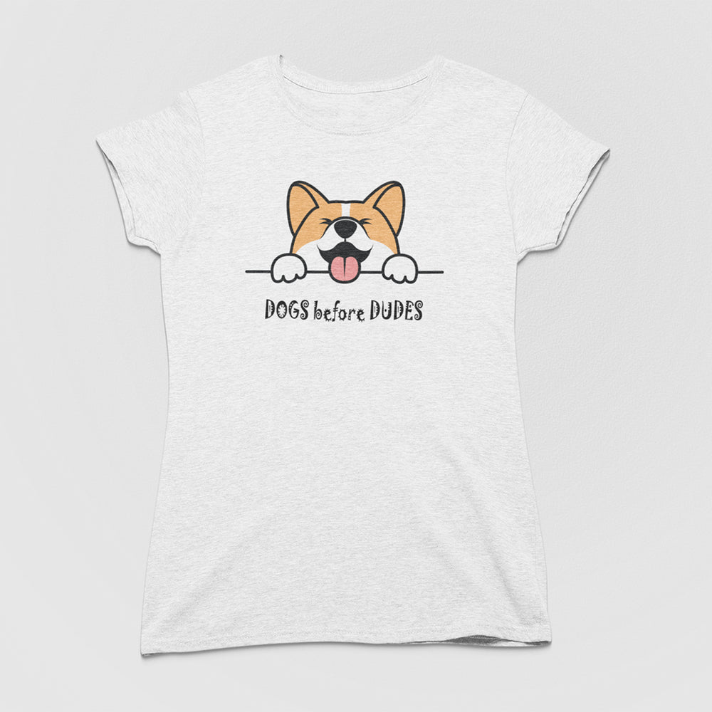 dogs before dudes floof t-shirt for dog lovers